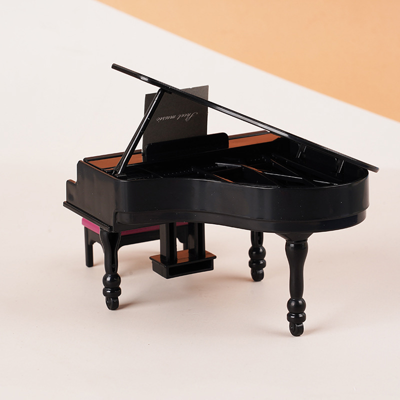 Home Decor Furniture - 1:12 Dollhouse Miniatuur Piano W/Kruk Instrument