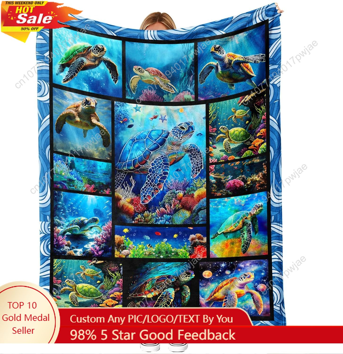 Home Decor Sofa - Zeeschildpad Flanel Gooi Deken Zacht Gezellig