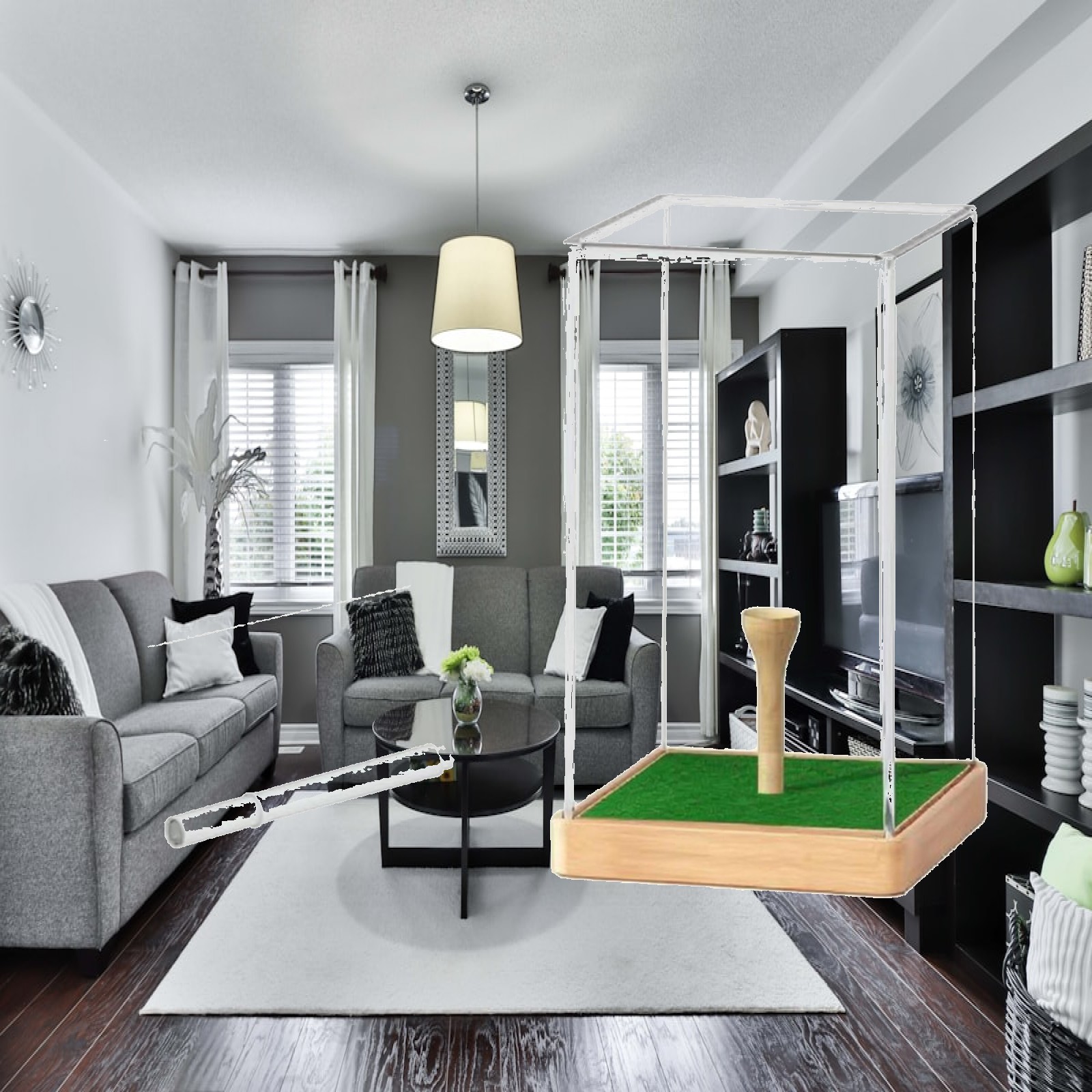 Home Decor Green - Golfbalhouder van acryl met groene grasmat
