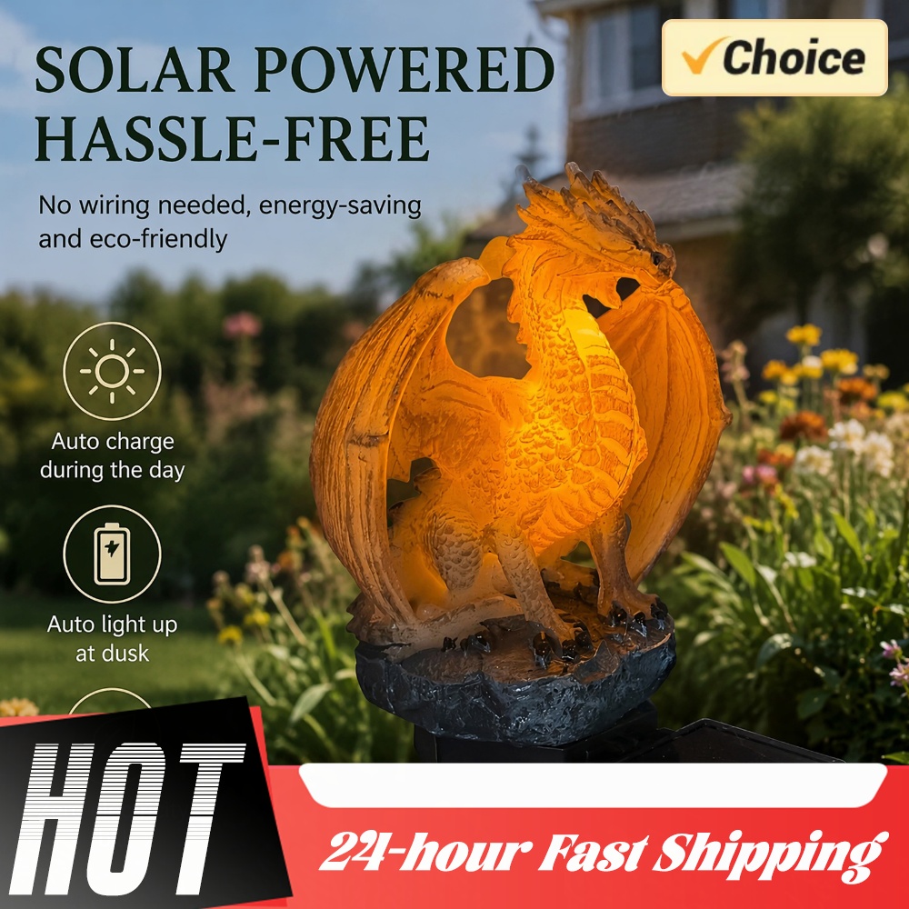 Home Decor Resin - Draken Solar Tuinlamp Energiezuinige Hars Drakenlamp