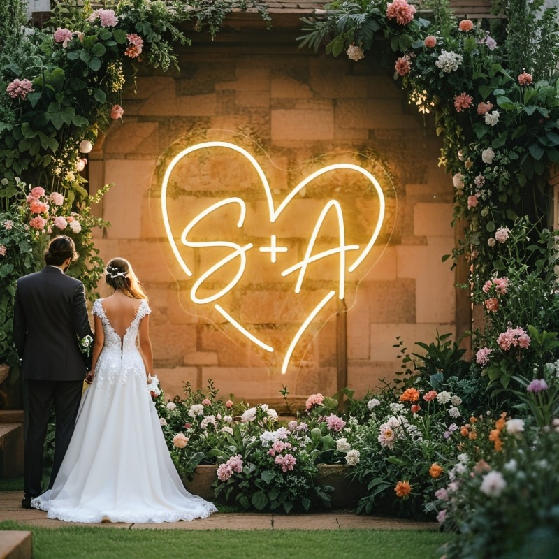 Home Decor Product - Aangepaste initialen hart LED neon teken,