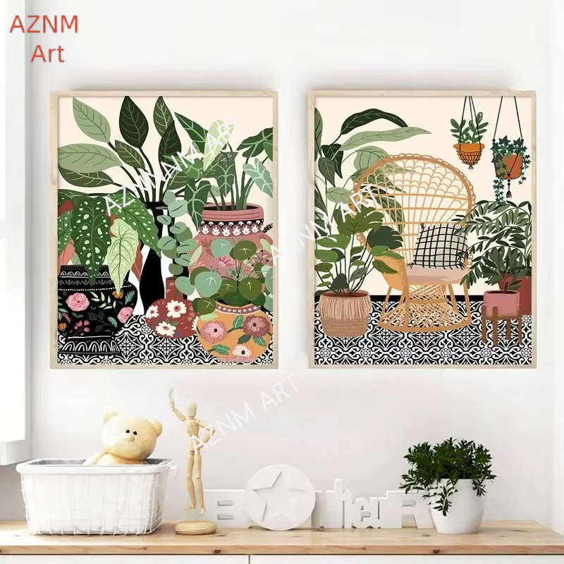 Home Decor Green - Moderne muurkunst canvas schilderij Noordse Griekse