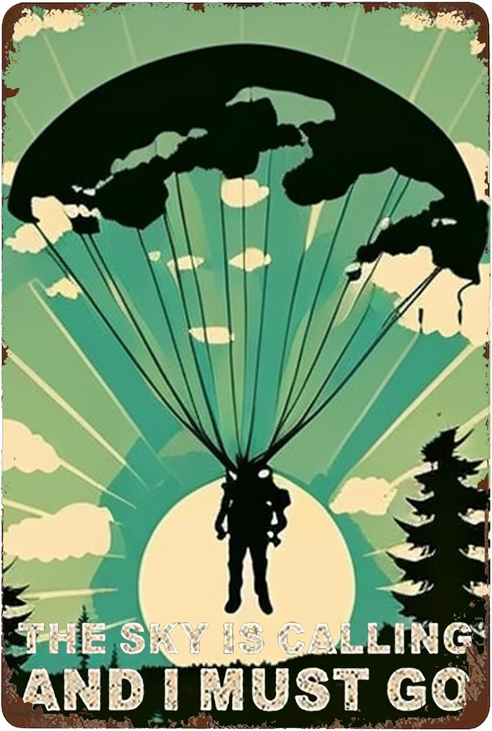 Home Decor Niche - Y1,Skydiving Adventure Tin Sign - Parachute-wanddecoratie