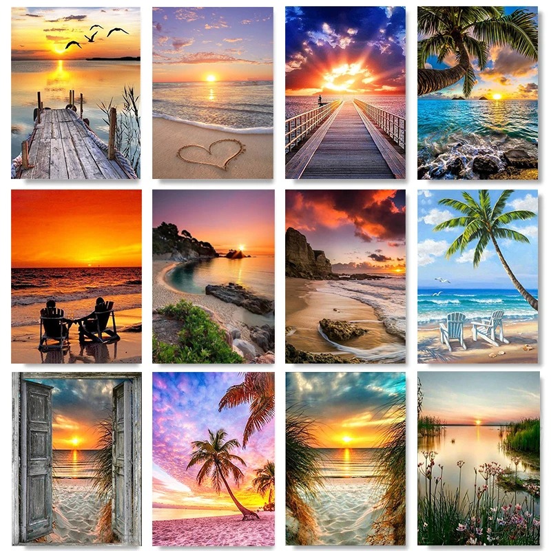 Home Decor Free Images - Strand zonsondergang vakantie frameloze canvas schilderij