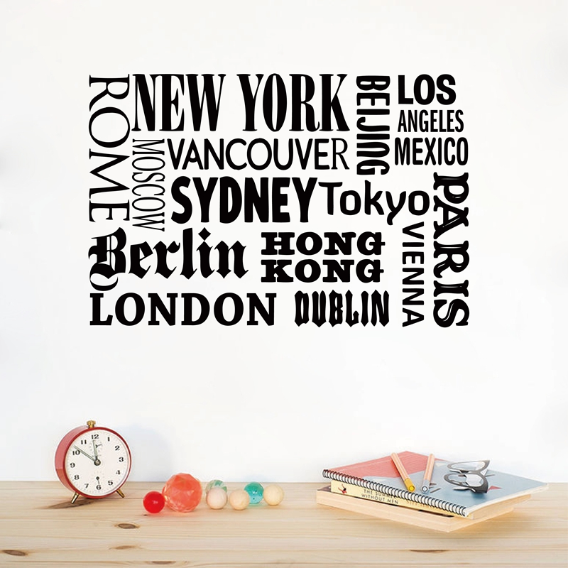 Home Decor London - New York London Paris Quote muursticker