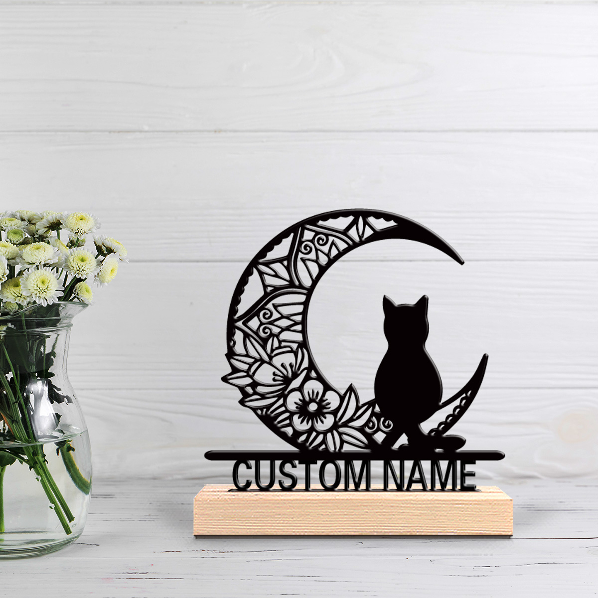 Home Decor Handicraft - 1 stuk abstracte maankat gepersonaliseerde tekst