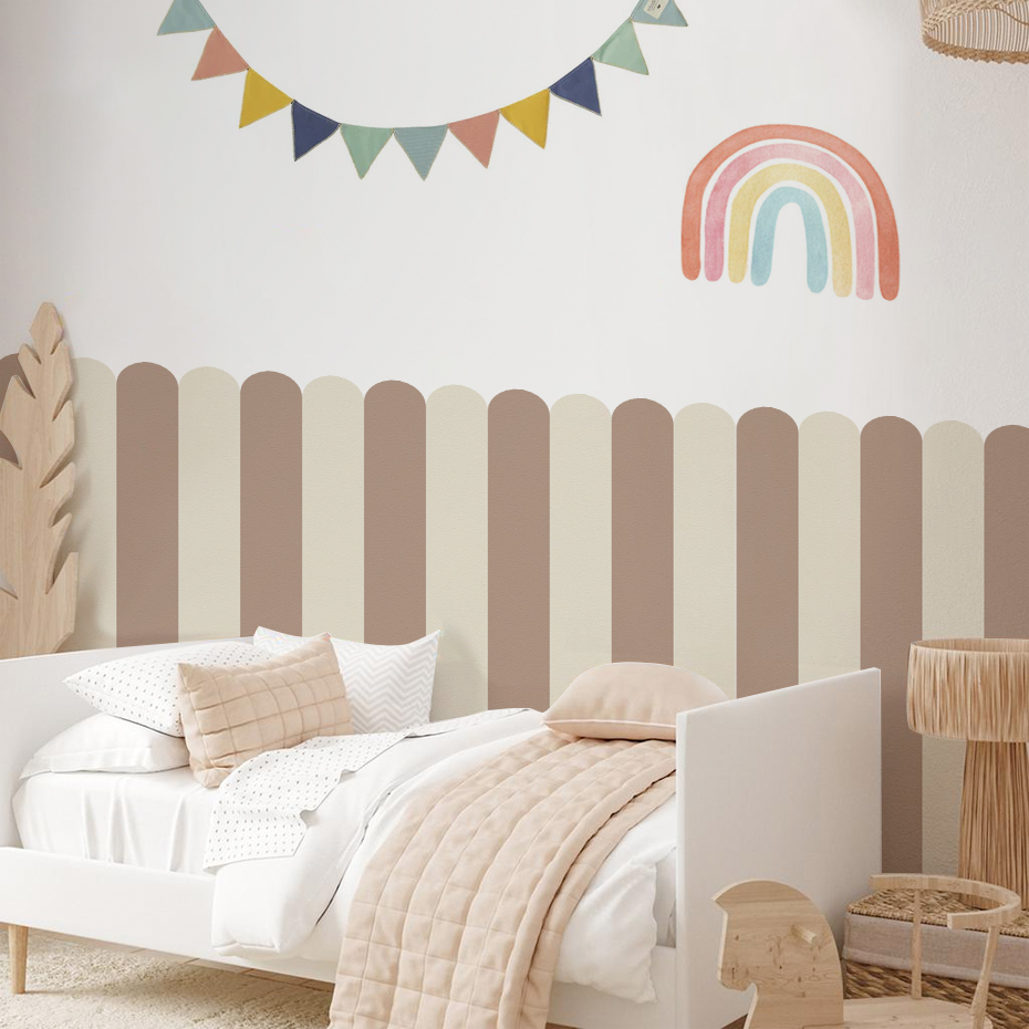 Home Decor Game - Veelkleurig verticaal gestreept boogbehang kinderkamer kindermuurkunst