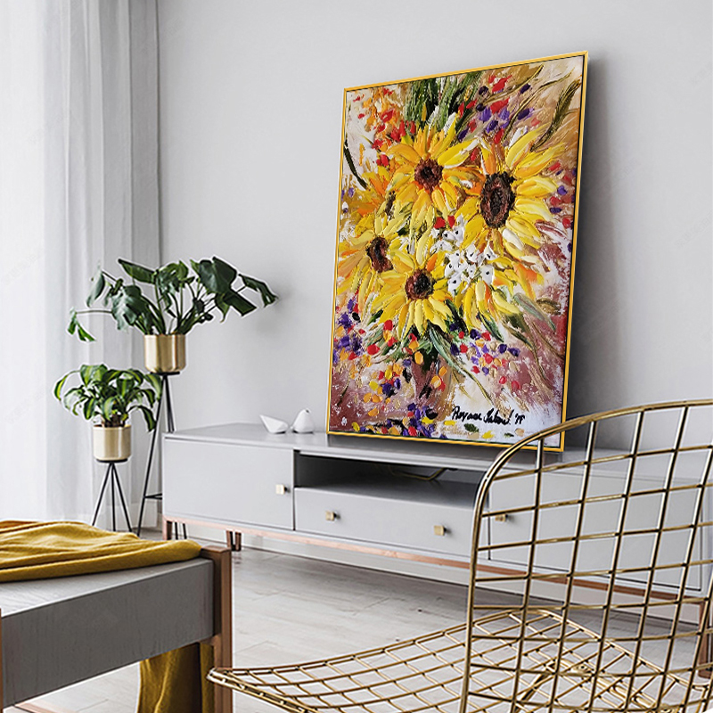 Levendig 3D Impasto Zonnebloem - Home Decor Color Palettes recensie en prijs