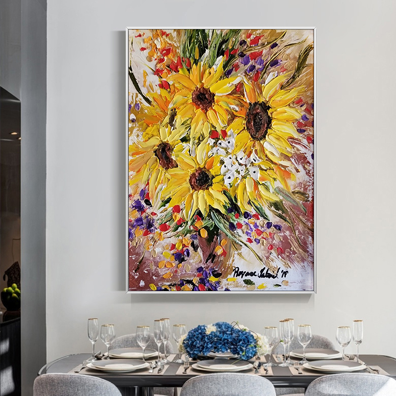 Levendig 3D Impasto Zonnebloem - Home Decor Color Palettes recensie en prijs