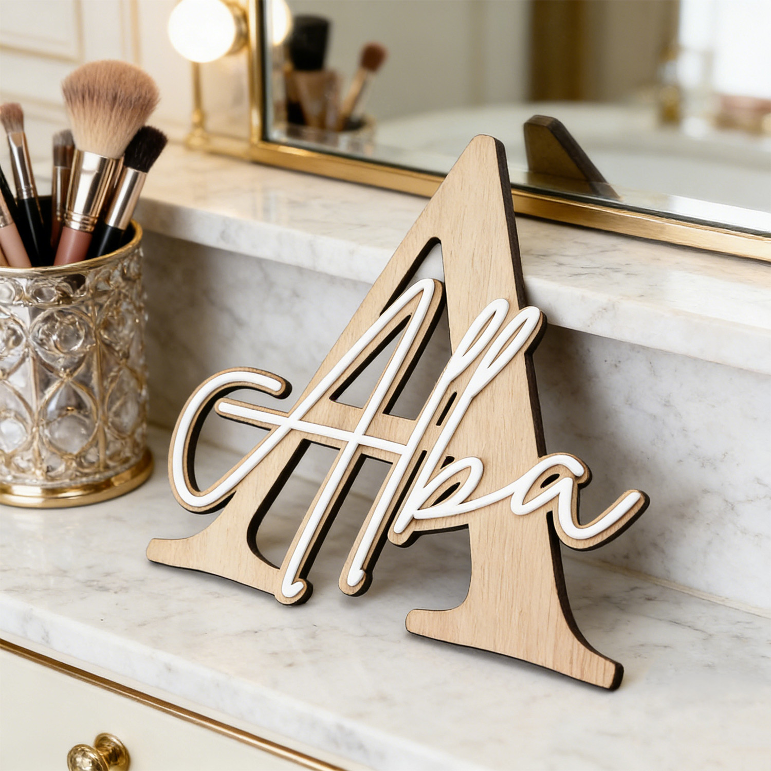 1 stuk dubbellaags houten naam - Home Decor Product recensie en prijs